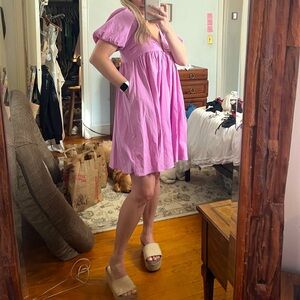 Pink babydoll dress with pockets